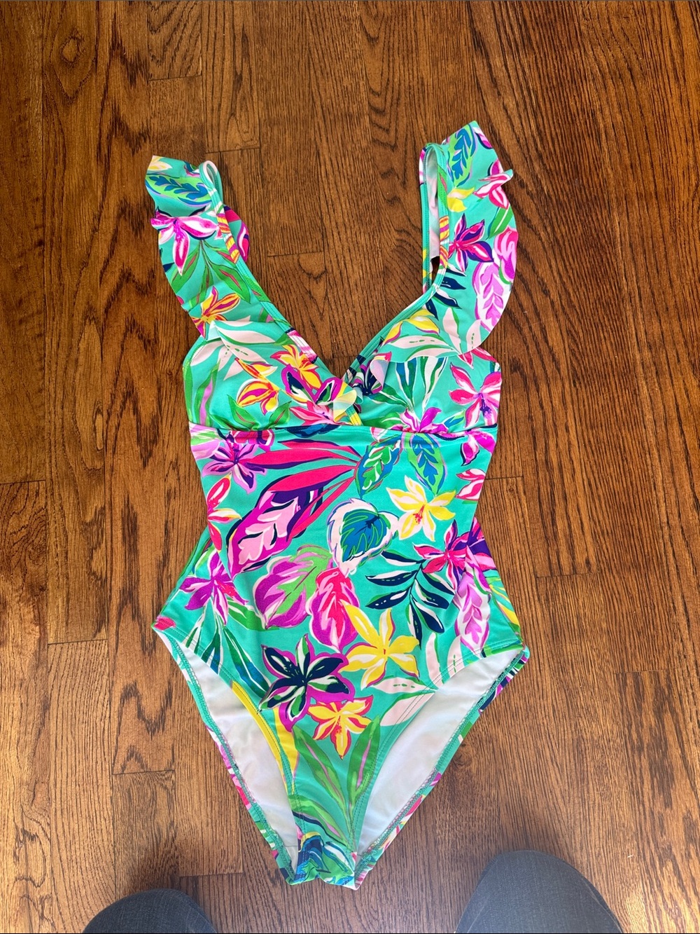 Womens 1 piece Swimsuit - Tropical Floral Green Stella Parker.